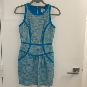 Milly blue tweed dress with front pockets